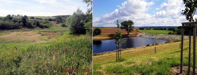 Vodní nádrž Tlustý a přilehlé biocentrum u obce Mohelno a Kladruby nad Oslavou.