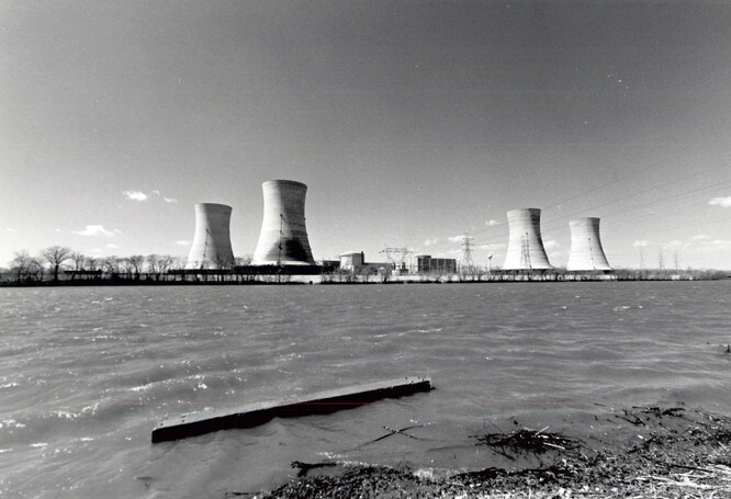 Three Mile Island na snímku z roku 1979.