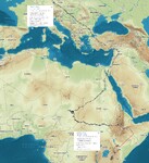 Mapa cesty čápů do zimovišť v Africe