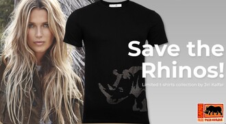 Speciálně designové tričko s motivem nosorožce pro podporu nosorožců.