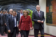 Nicolas Sarkozy, Andrea Merkelová a Mirek Topolánek