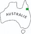 Mapa Austrálie. Zeleně označena místa, kde jsou severovýchodní národní parky