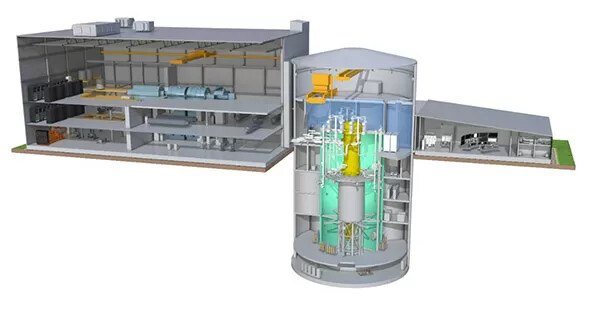 Vizualizace modulárního reaktoru BWRX-300 firmy GE-Hitachi.
