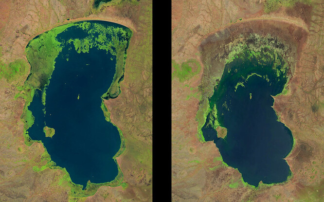 "Pokud porovnáte předchozí roky, kdy jezero vyschlo, byl to rok 2018, 2012, 1996, 1973 - nebo tak nějak - a ve čtyřicátých letech minulého století. Jednalo se o 25 až 40 let přirozeného cyklu vysychání, ale nyní k němu dochází každých tři až pět let," uvádí Chiotha.