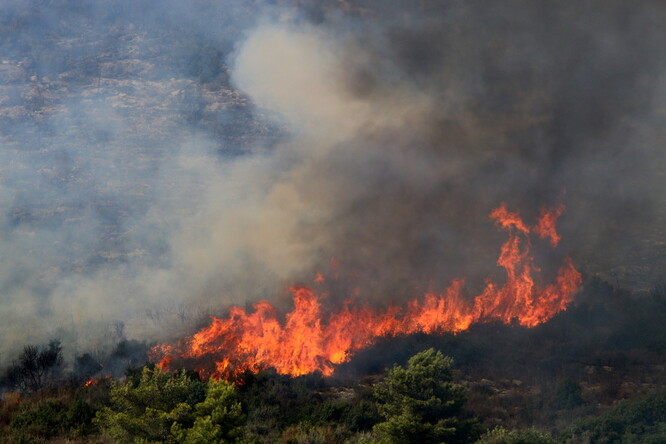 Požár na hranicích mezi Izraelem a Libanonem. Ilustrační foto
