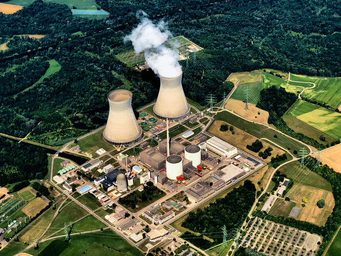 Jaderná elektrárna v Gundremmingenu v Německu.
