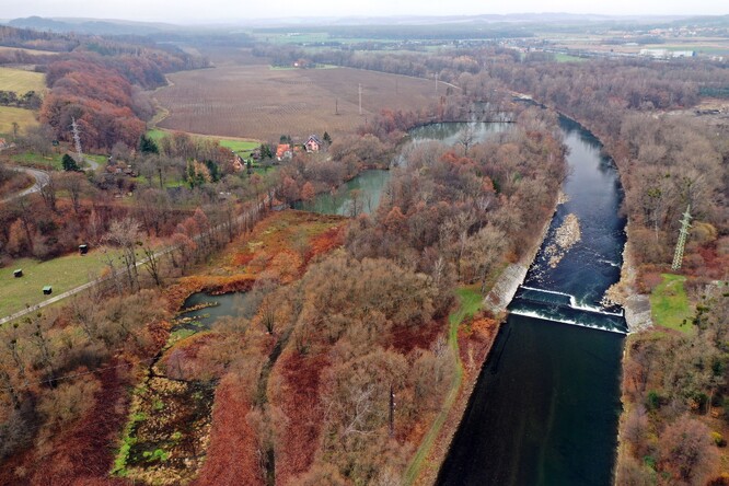Řeka Bečva u Dezy, listopad 2020.
