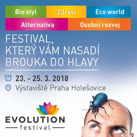 Festival Evolution se uskuteční na výstaviště v Praze Holešovicích o víkendu 23. – 25. března 2018. / Na obrázku plakát festivalu