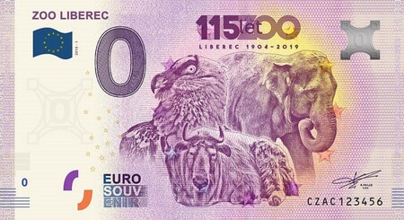Liberecká zoo v rámci oslav 115. výročí od založení vydá suvenýrovou bankovku s nominální hodnotou nula euro. Hlavním motivem budou zvířata, která zoo charakterizují - slon, takin a orlosup.
