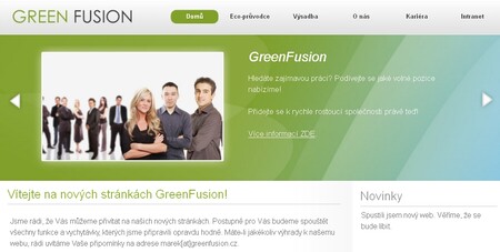 Titulní strana webu Greenfusion.