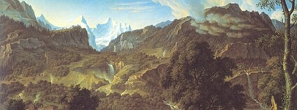 Bernské Alpy na malbě Josepha Antona Kocha z roku 1815