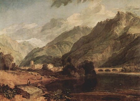 Horní Savojsko s horou Mont Blanc. Obraz J.W.M Turnera z roku 1804