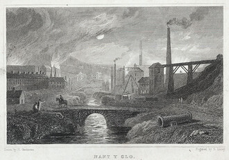Scéna průmyslové krajiny v Anglii, cca 1830