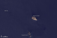 Místo v moři nedaleko Jemenu, kde později vznikl nový ostrov