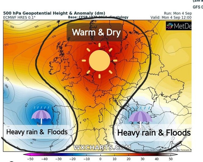 Současné extrémy horka a silných dešťů s povodněmi v Evropě v září 2023.