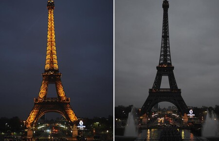 Zhasnutá Eiffelova věž. Ilustrační snímek.