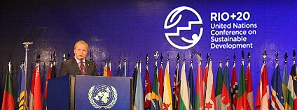 Konference Rio+20. Na snímku český ministr Tomáš Chalupa při projevu na plénu. Foto: Jan Stejskal / Ekolist.cz