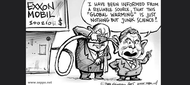 Z důvěryhodného zdroje jsem se dozvěděl, že globální oteplování není nic jiného než vědecký brak. Strip z roku 2005.