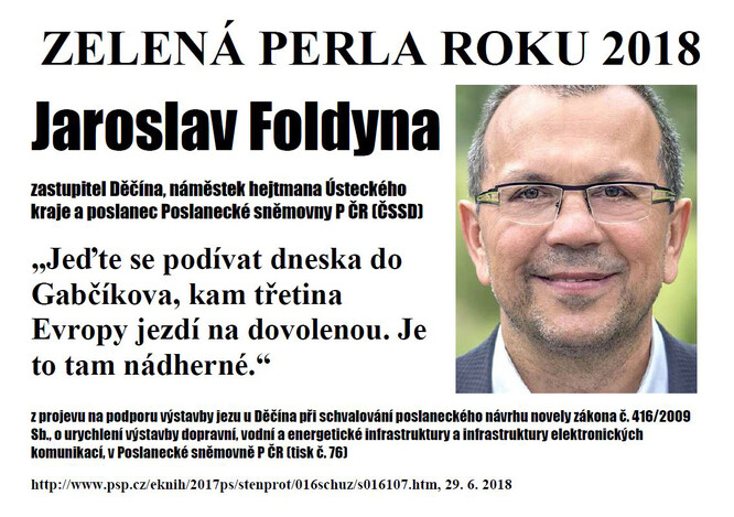 Zelenou perlu za rok 2018 získal Jaroslav Foldyna.