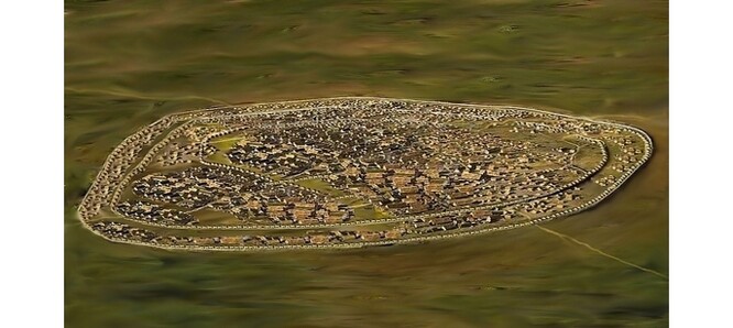 Rekonstrukce tripolského města z období 4000 př. n. l.