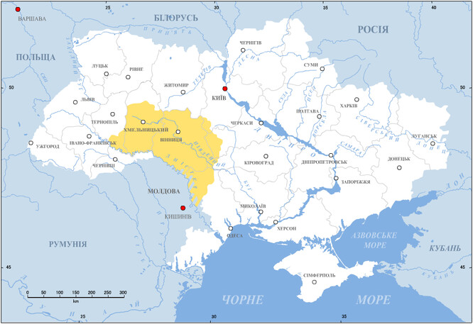 Západní Podolí je podle AV na biogeografické a kulturní křižovatce mezi střední a východní Evropou. V oblasti se potkávají evropské lesy mírného pásma s kontinentální stepí a lesostepí. Na mapě Ukrajiny je zvýrazněna celá oblast Podolí.