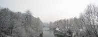 Rožnovská Bečva ve Valašském Meziříčí v zimě