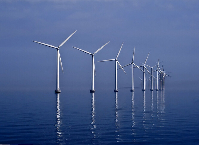 Větrná farma na moři