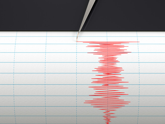Záznam zemětřesení na seismografu