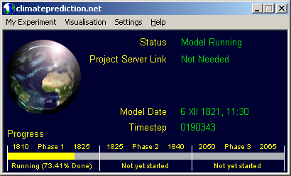 Běžící program climateprediction.net