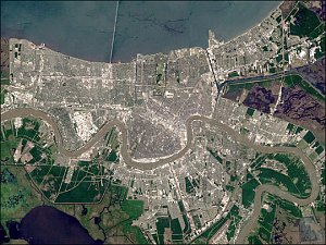 Pohled na město New Orleans pořízený z raketoplánu NASA.